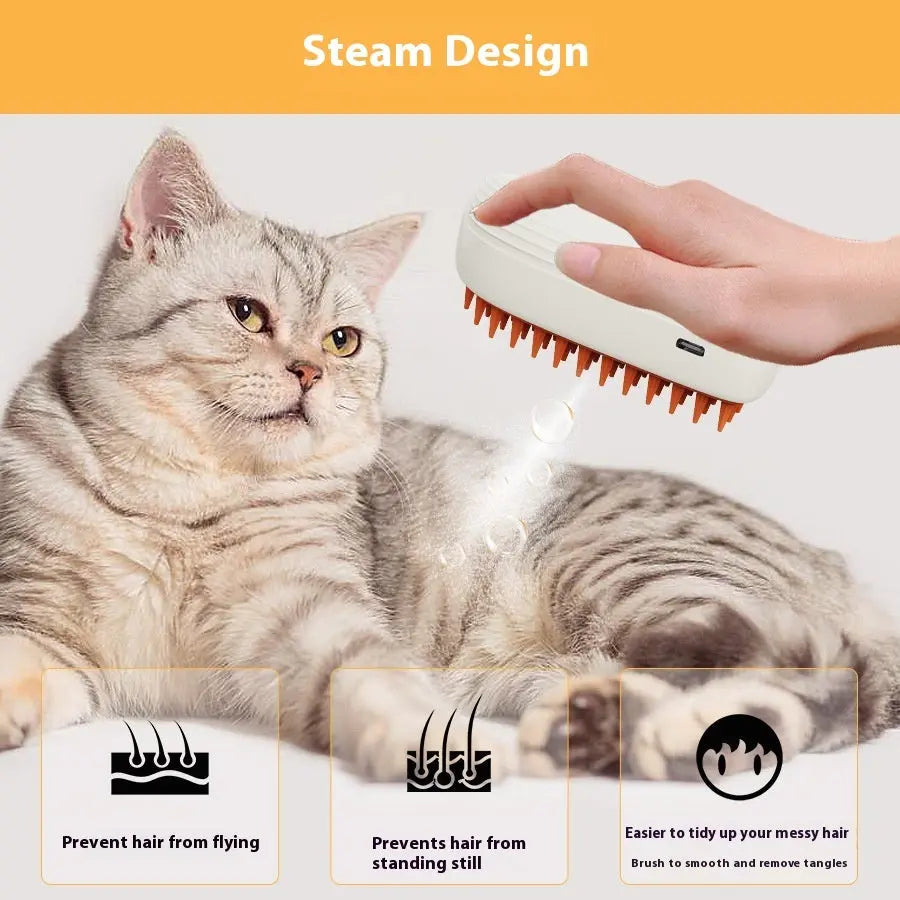 USB Rechargeable Pet Steam Brush & Massage Comb Samsaa